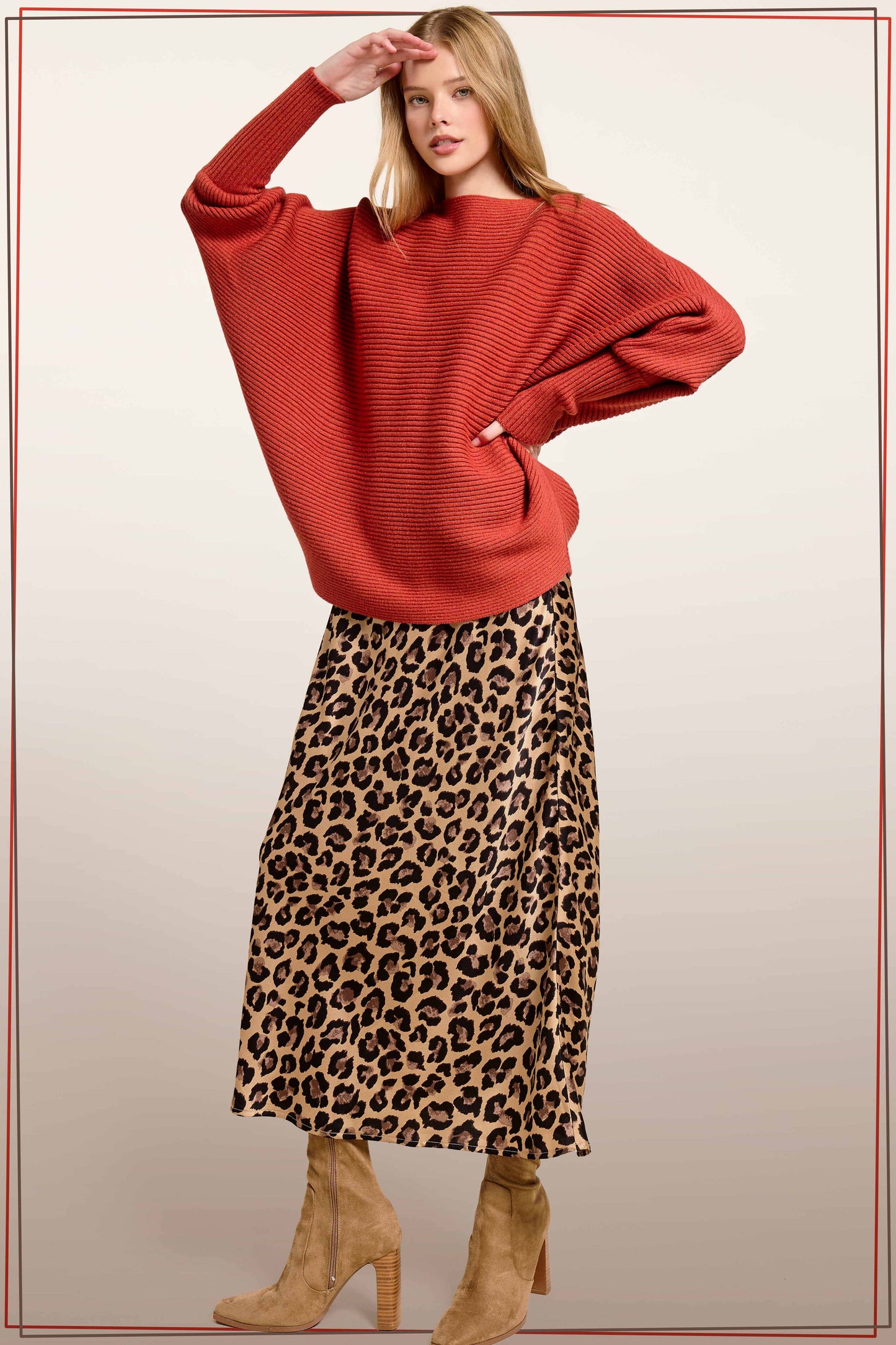 Leopard Dressy Satin Skirt Long Panel Skirt