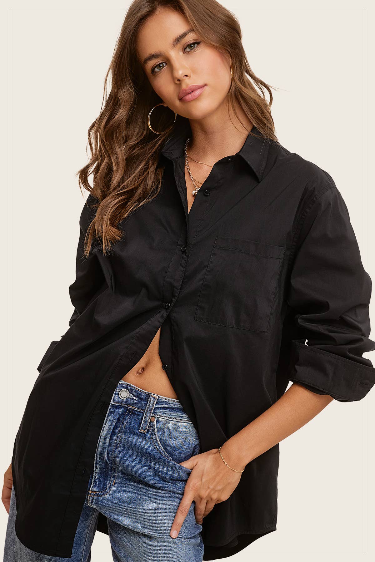 Classic Collared Button Down Poplin Shirts