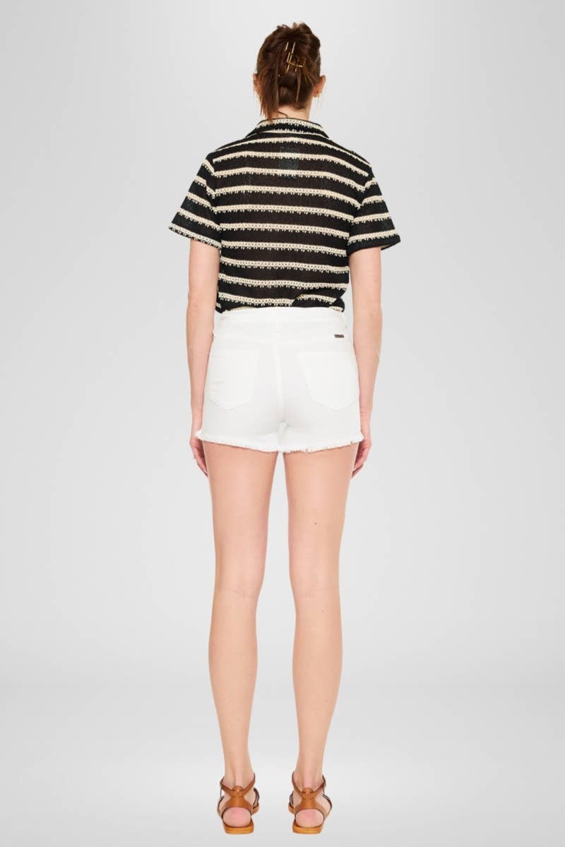 HIGH RISE WHITE DENIM SHORTS