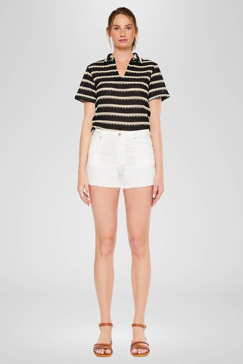 HIGH RISE WHITE DENIM SHORTS