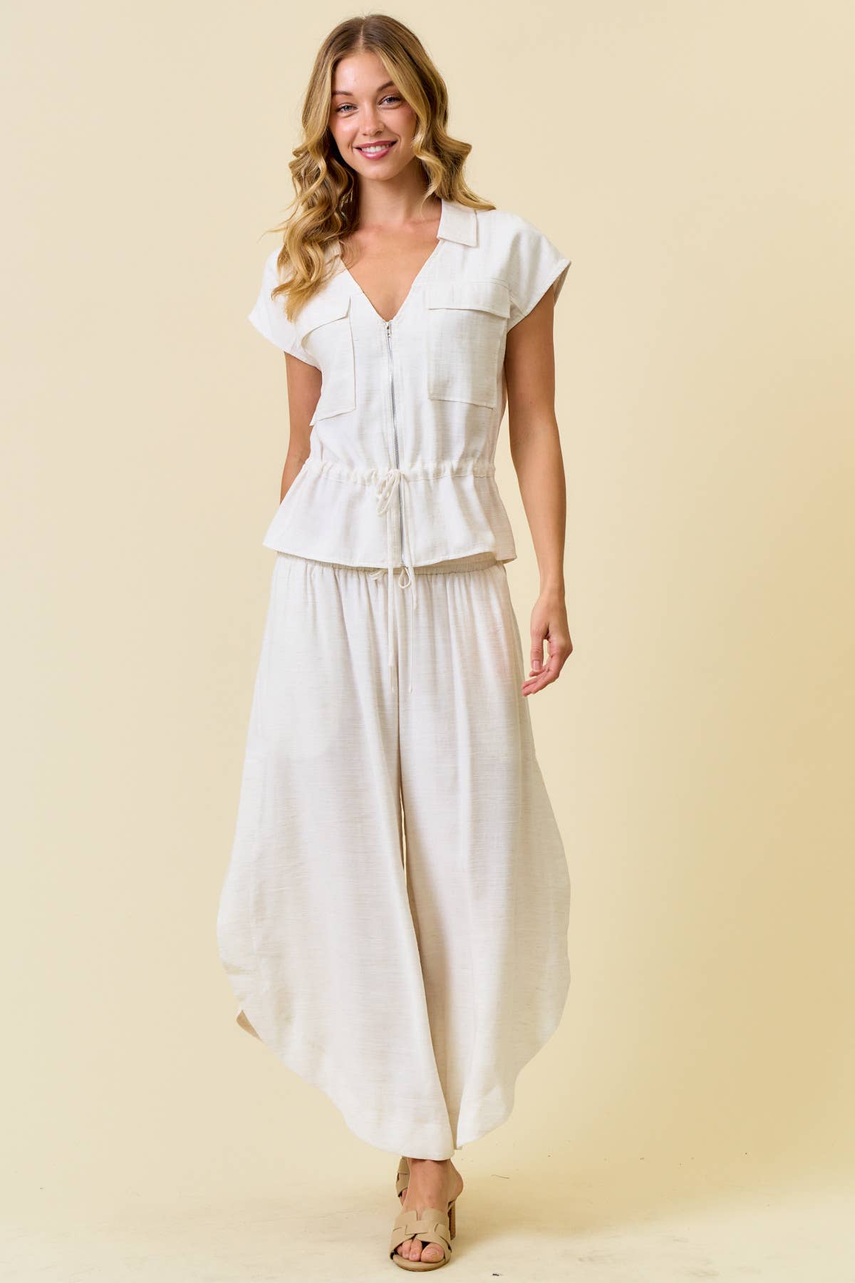 UTILITY LINEN ZIP UP VEST