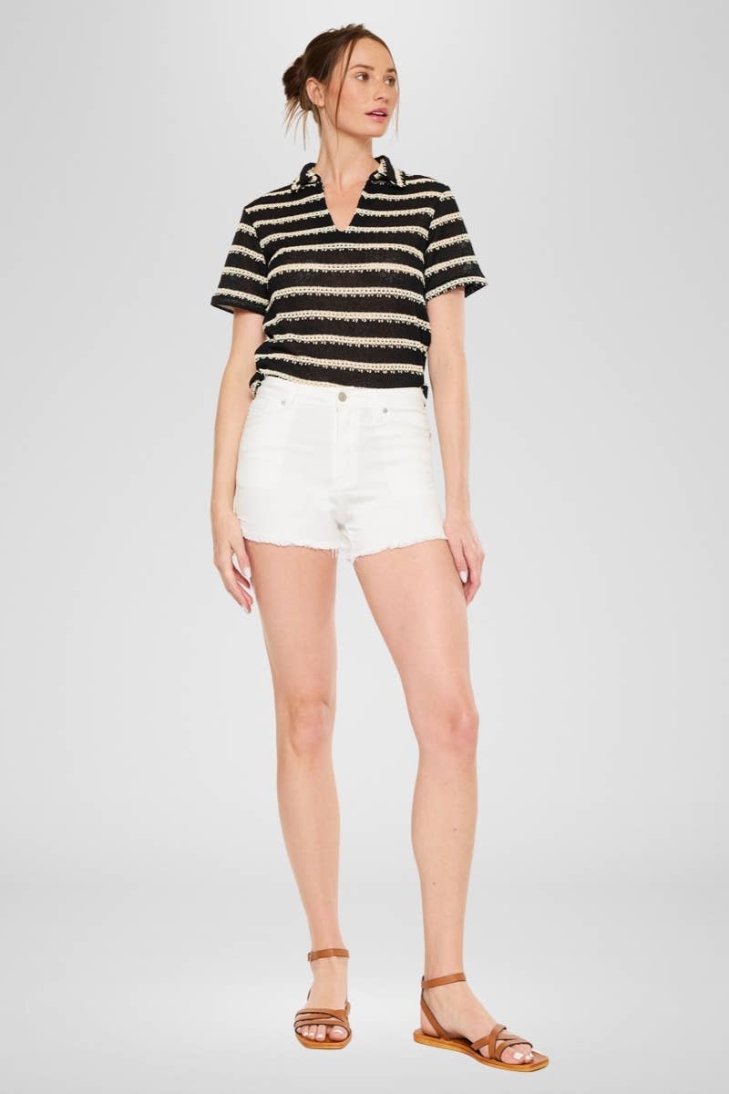 HIGH RISE WHITE DENIM SHORTS