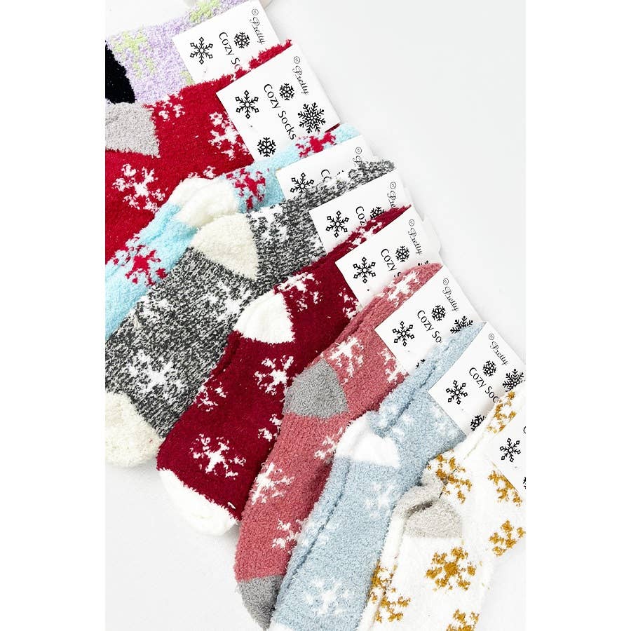 Soft Textured SnowFlake Cozy Socks - Whimsical Details -