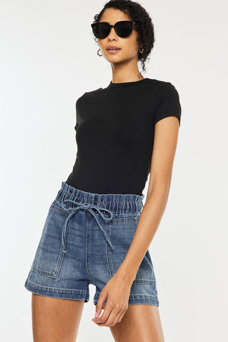 Drawstring paper bag shorts