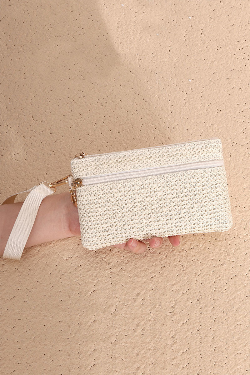 Boho Straw Wristlet - Whimsical Details - boho, summer, wallet, wristlet