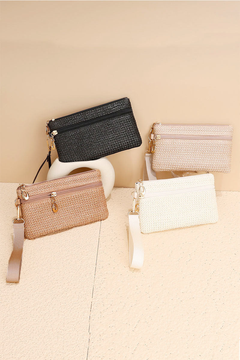 Boho Straw Wristlet - Whimsical Details - boho, summer, wallet, wristlet