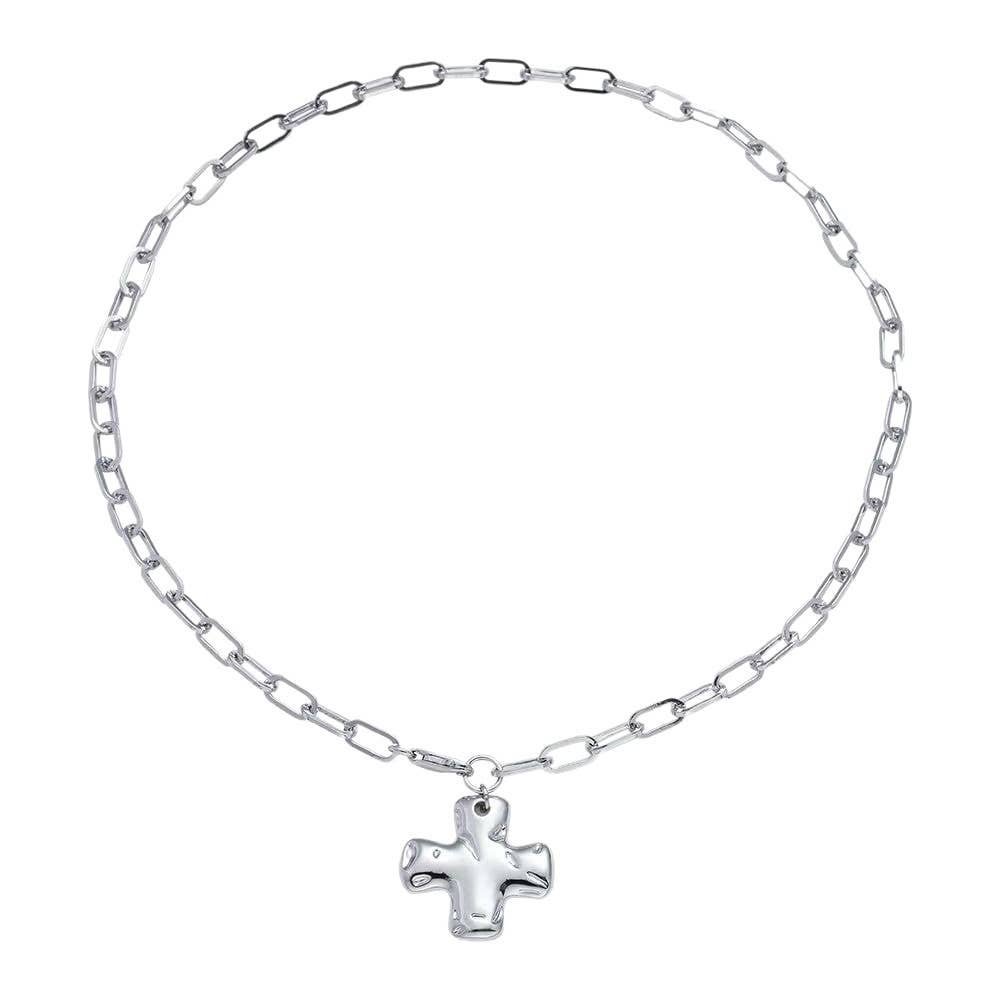 Kara Notable hammered Cross Necklace with Front Toggle