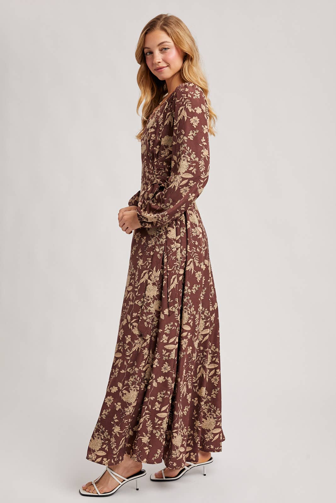 FLORAL PRINT WRAP MAXI DRESS