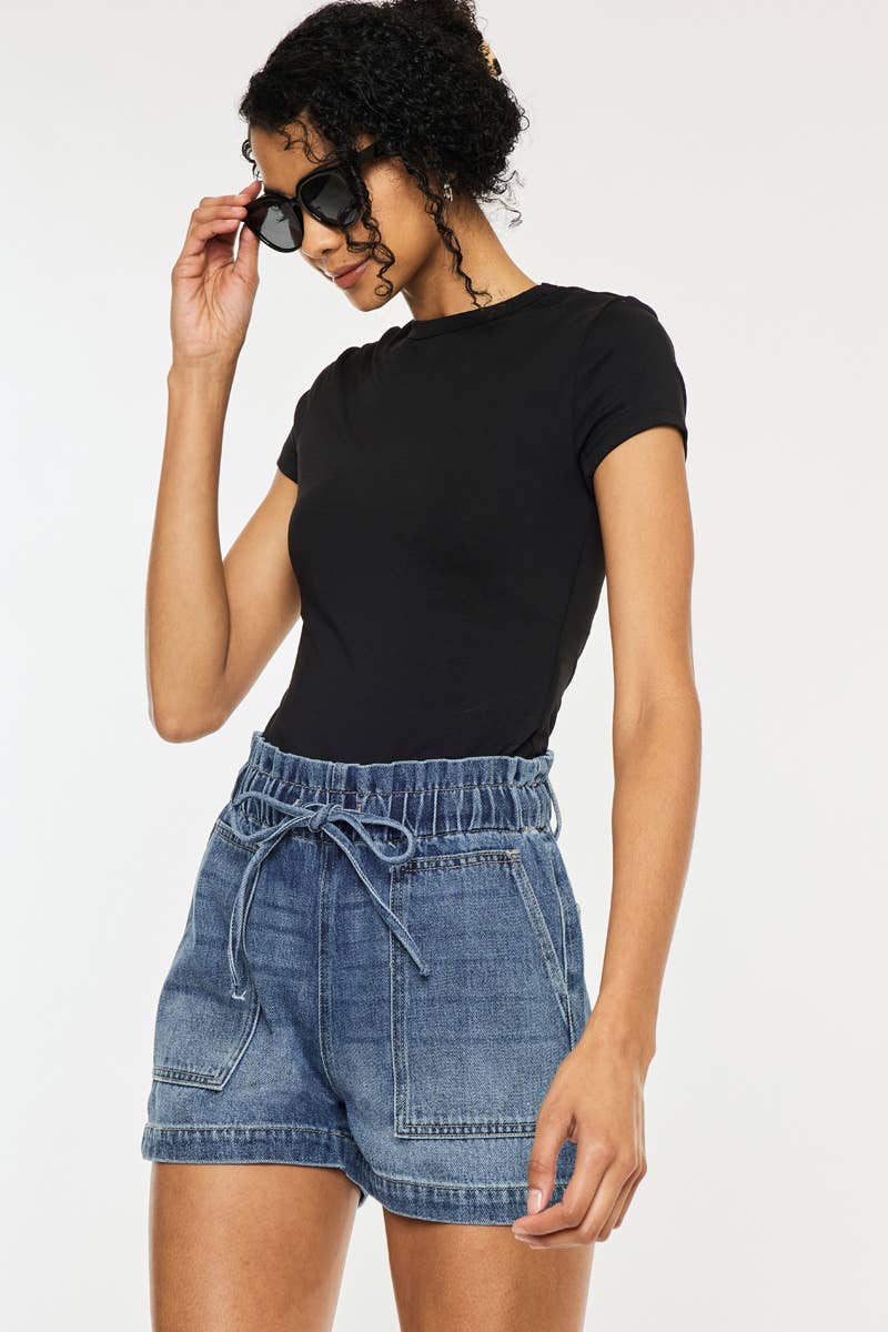 Drawstring paper bag shorts