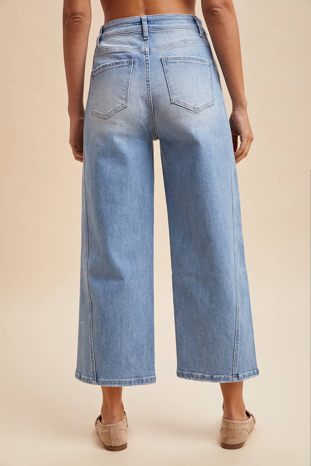 Stretch Cotton Side Panel Detailed Wide Leg Pants