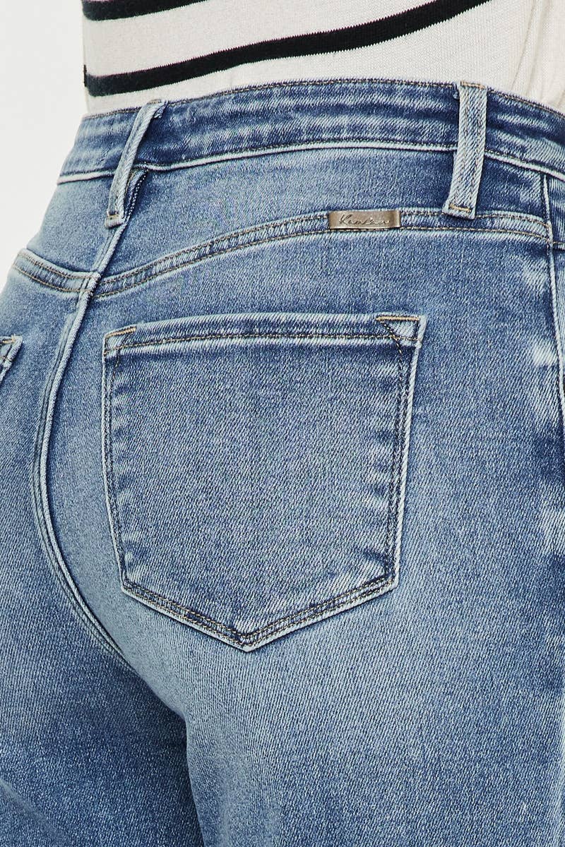 High Rise Slim Straight Medium Wash - Whimsical Details - denim, jeans, pants