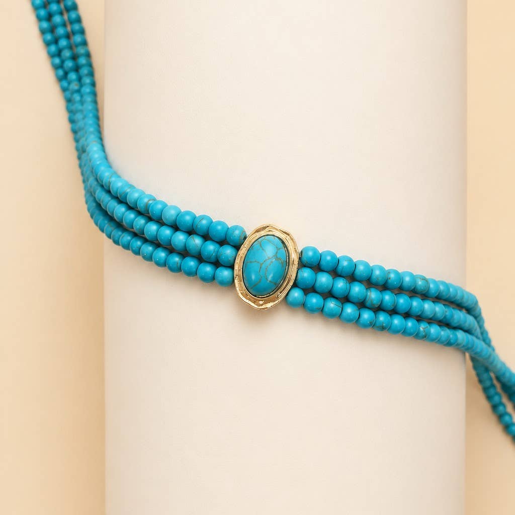 Becky Bohemian Multi Strand Turquoise Bead Necklace