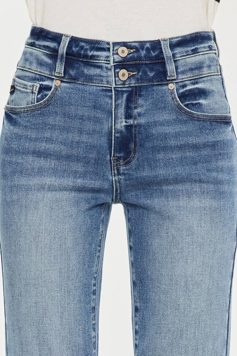High Rise Slim Straight Medium Wash - Whimsical Details - denim, jeans, pants