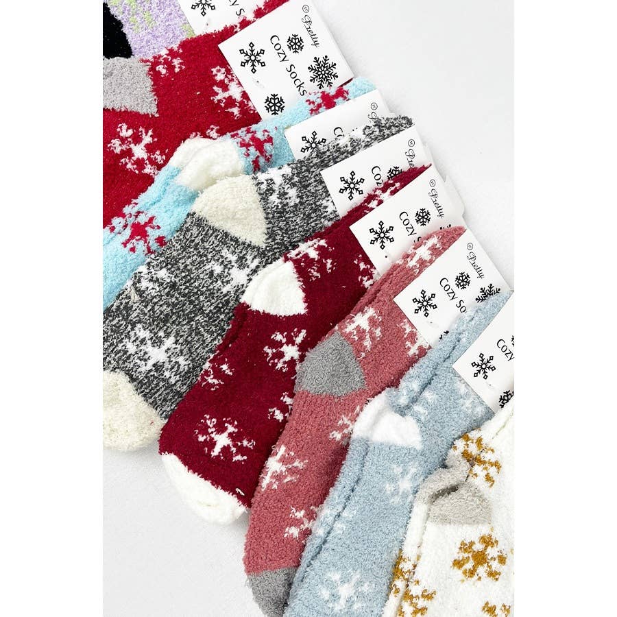 Soft Textured SnowFlake Cozy Socks - Whimsical Details -