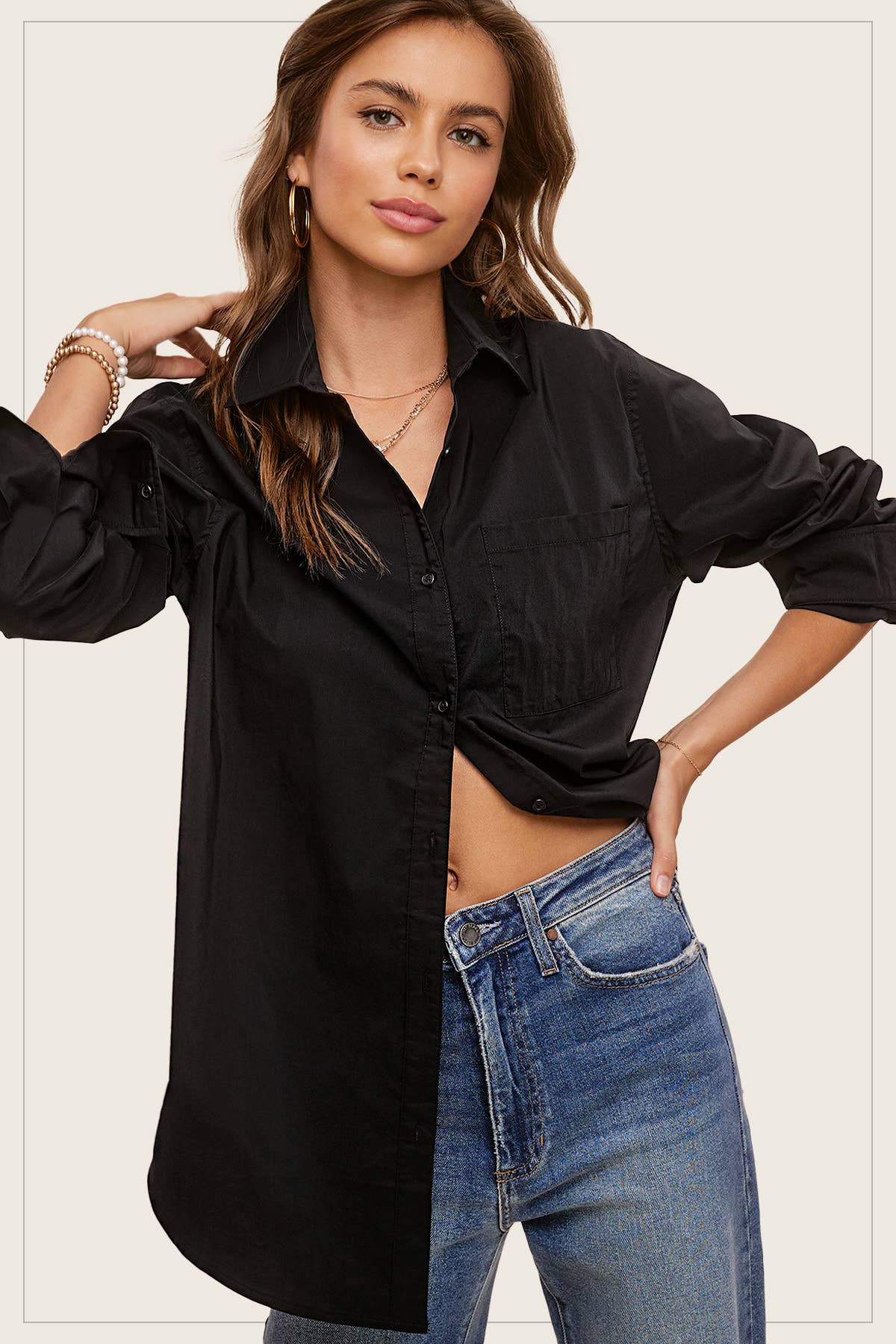 Classic Collared Button Down Poplin Shirts