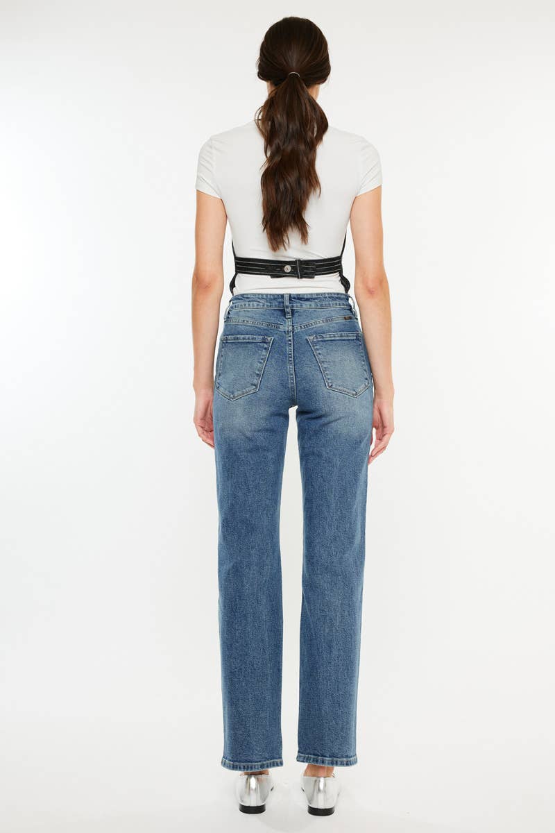 KanCan High Rise Straight Leg Jeans - Whimsical Details - denim, pants