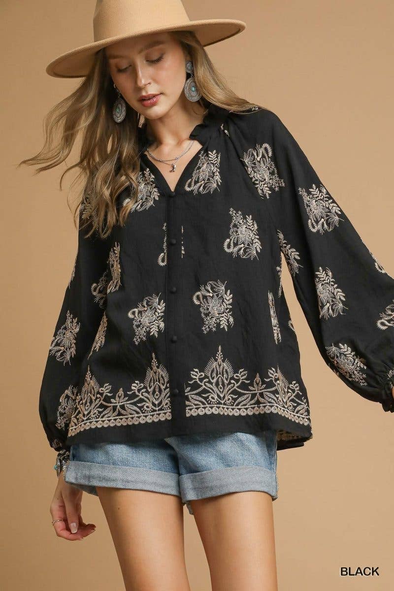 Embroidered Boho Blouse