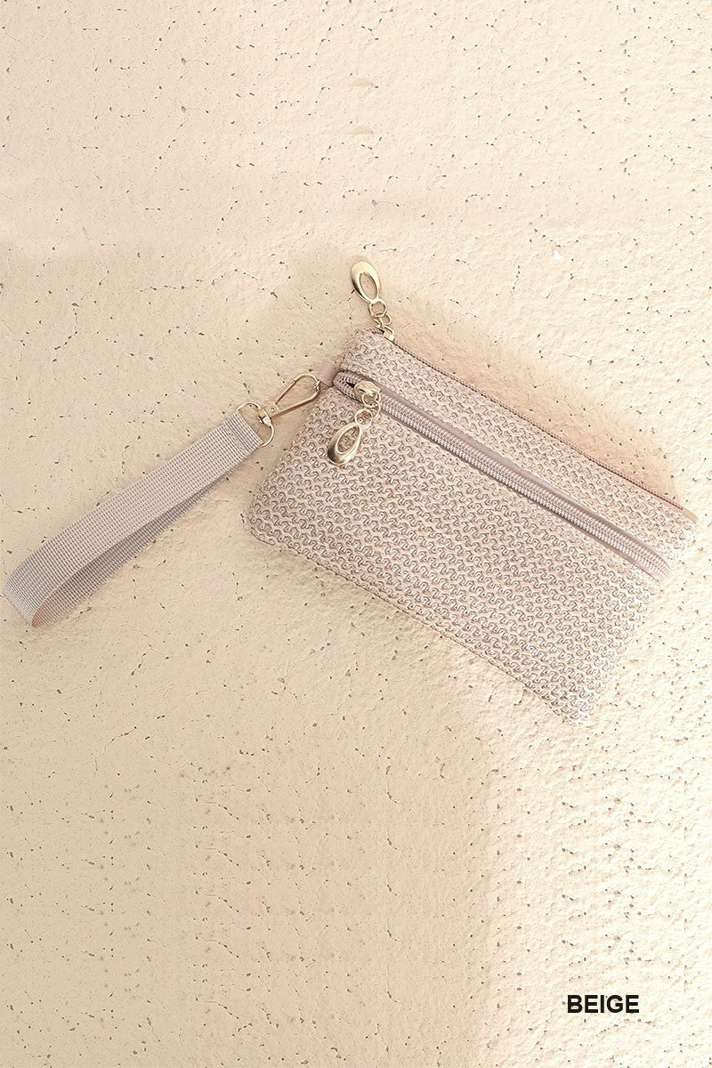 Boho Straw Wristlet - Whimsical Details - boho, summer, wallet, wristlet