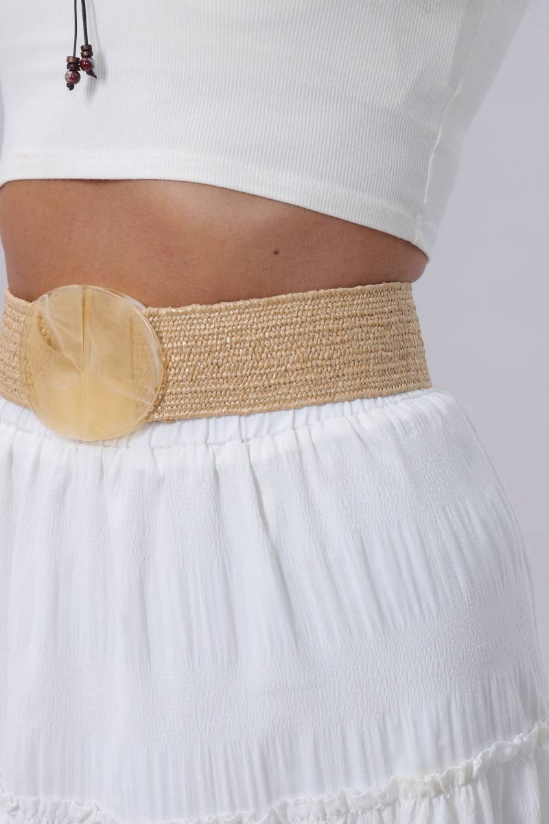 Resort Eco Chic Woven Belt with Oversized Buckle