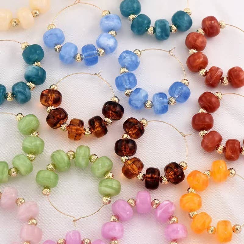 Josslyn Boho Resin Beaded Hoop Earrings