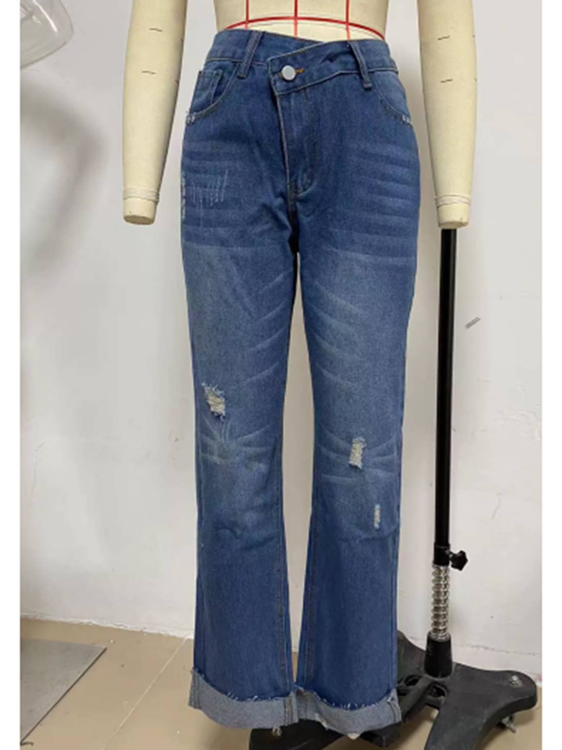 Straight Leg Denim Pants - Whimsical Details - denim, Green Clearance, jeans, pants
