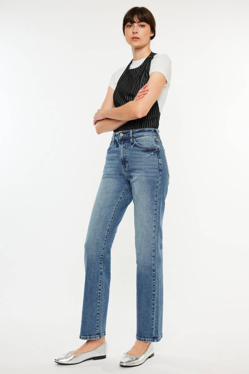 KanCan High Rise Straight Leg Jeans - Whimsical Details - denim, pants