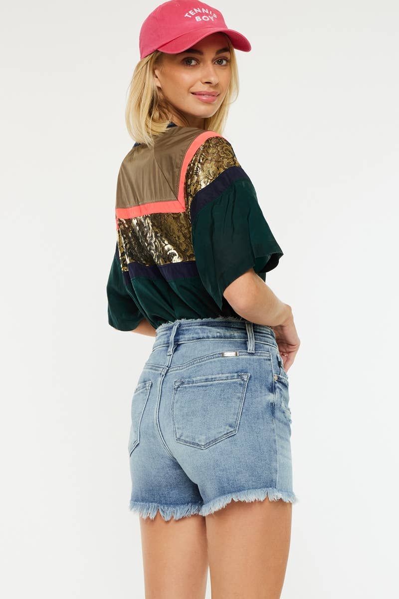 Denim Cross Button Shorts