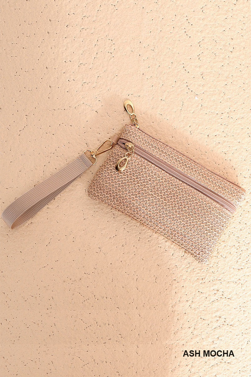 Boho Straw Wristlet - Whimsical Details - boho, summer, wallet, wristlet