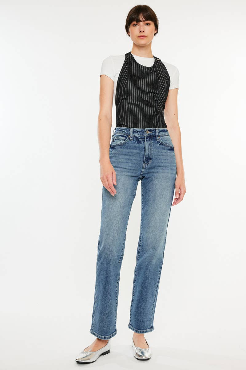 KanCan High Rise Straight Leg Jeans - Whimsical Details - denim, pants