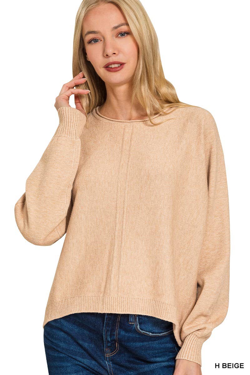 Viscose Front Seam Round Neck Sweater
