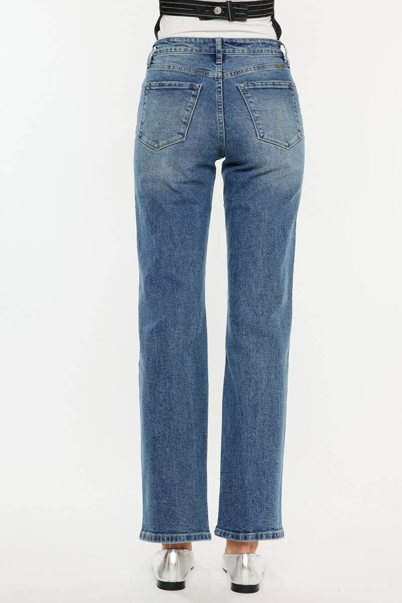 KanCan High Rise Straight Leg Jeans - Whimsical Details - denim, pants