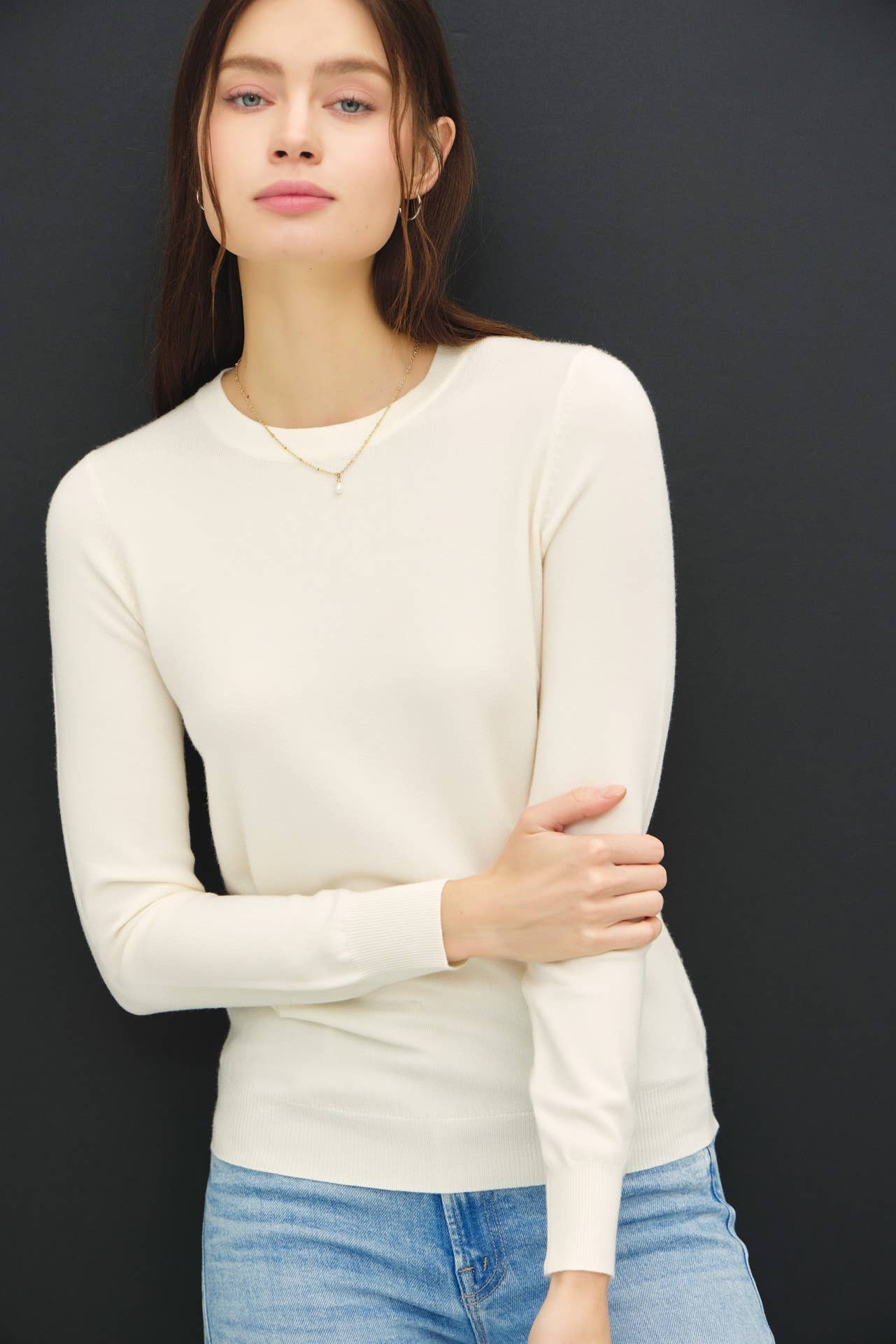 Basic Crew Neck Soft Knit Sweater