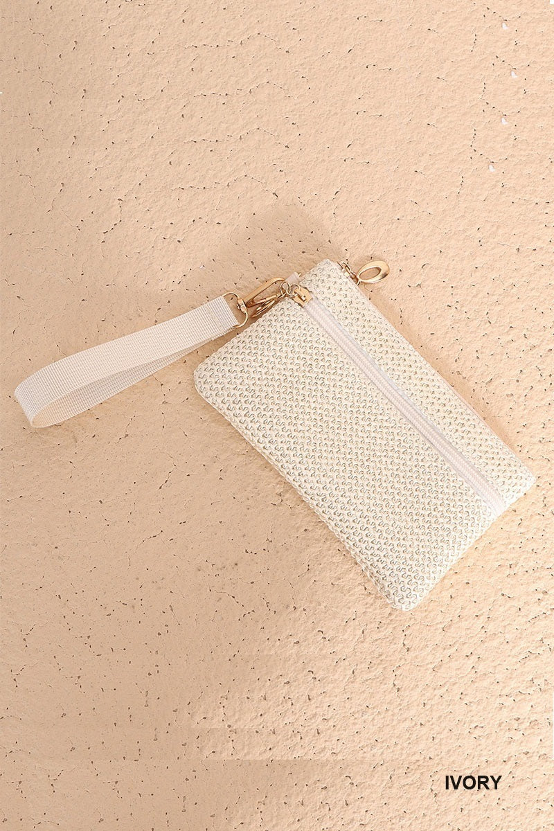 Boho Straw Wristlet - Whimsical Details - boho, summer, wallet, wristlet