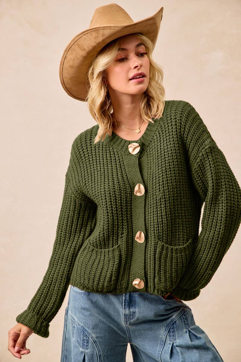 Sweater Cardigan With Front Pocket