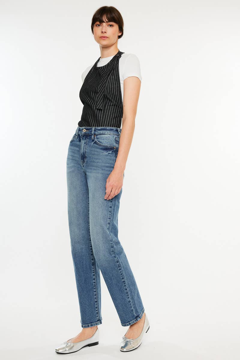 KanCan High Rise Straight Leg Jeans - Whimsical Details - denim, pants