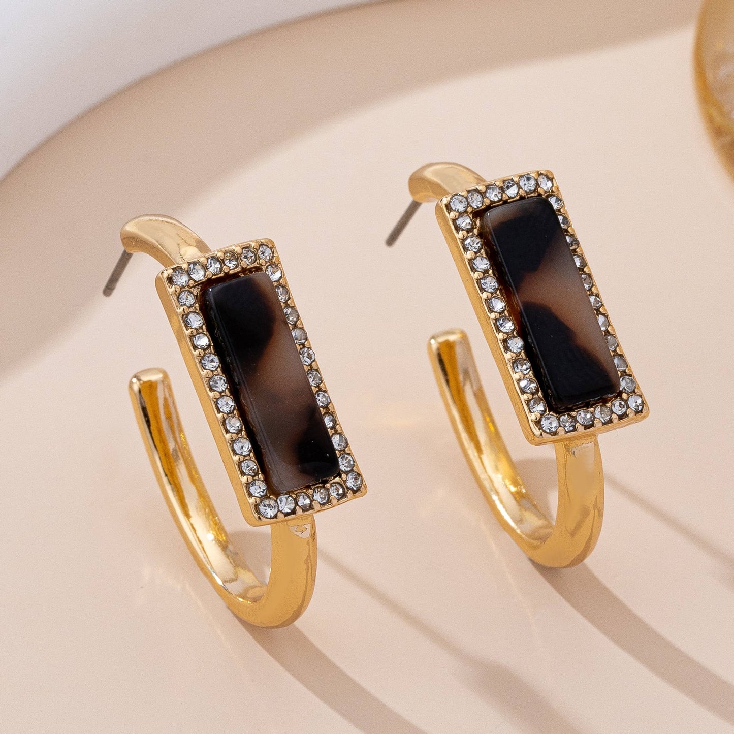 Tiffany Tortoise & Pavé Gold Hoop Earrings