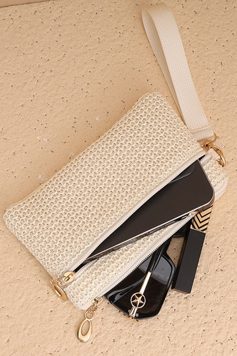 Boho Straw Wristlet - Whimsical Details - boho, summer, wallet, wristlet