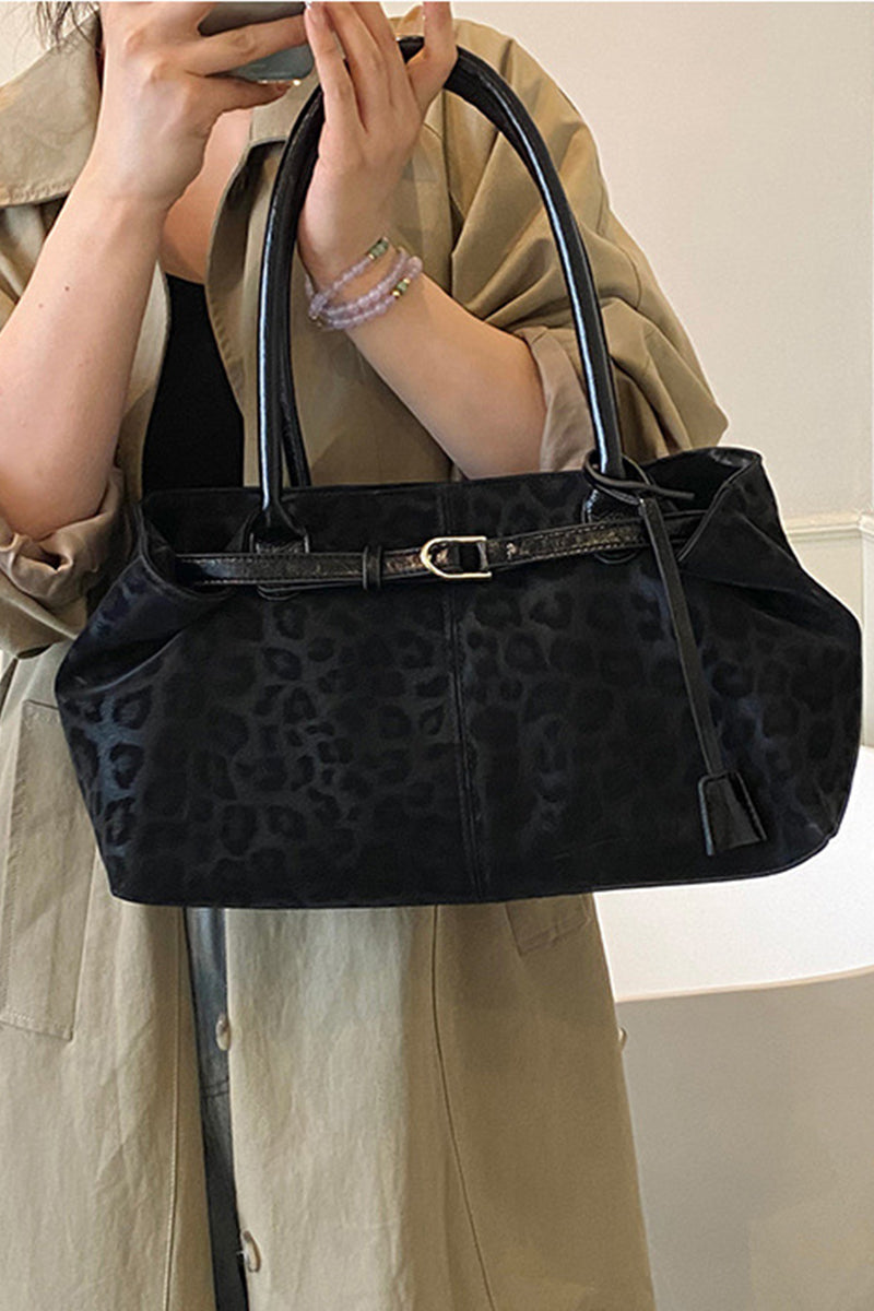Leopard pattern shoulder tote bag