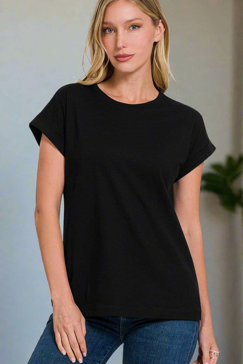 Cotton Folded Short Sleeve Shirt - Whimsical Details - Basic, Blue Clearance, shirt, short sleeve, tshirt