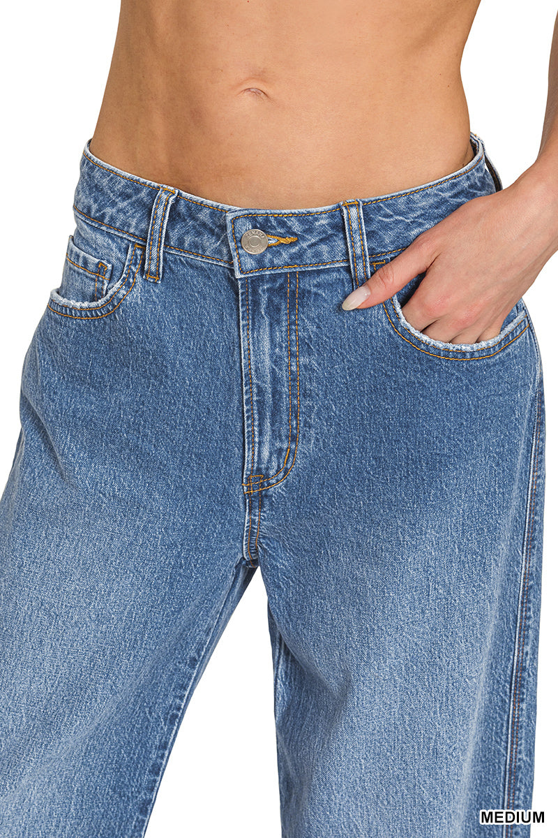 High Rise Cuffed WideLleg Denim Pants