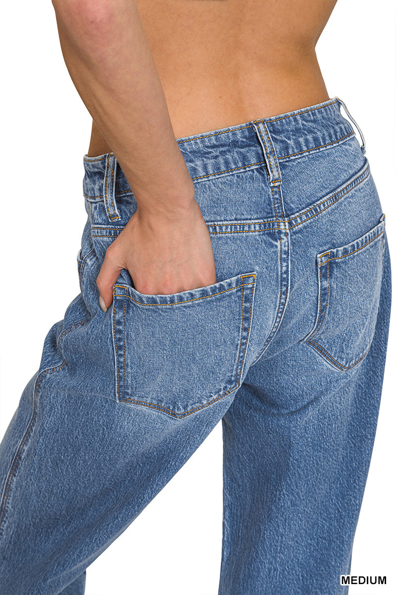 High Rise Cuffed WideLleg Denim Pants