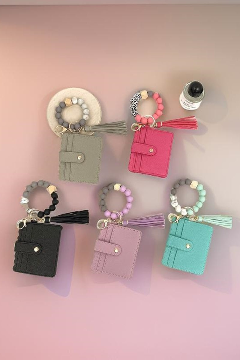 Beaded Bracelet Keychain Card Holder Wallet