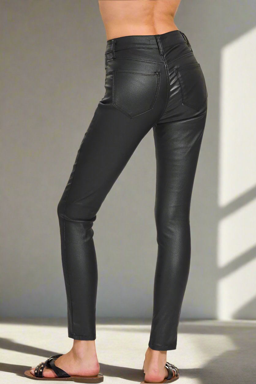 Faux Leather Skinny Pants - Whimsical Details - leather, leather pants, leggings, pants