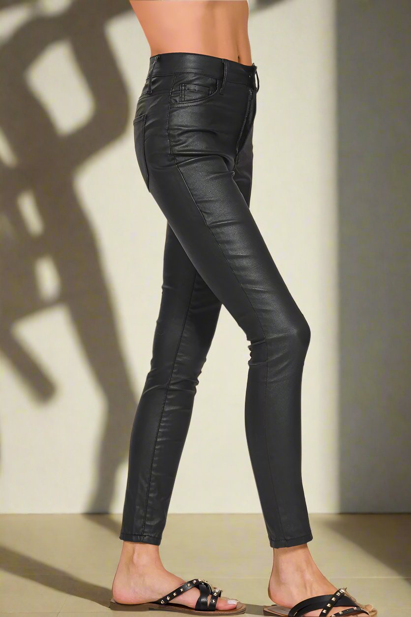 Faux Leather Skinny Pants - Whimsical Details - leather, leather pants, leggings, pants