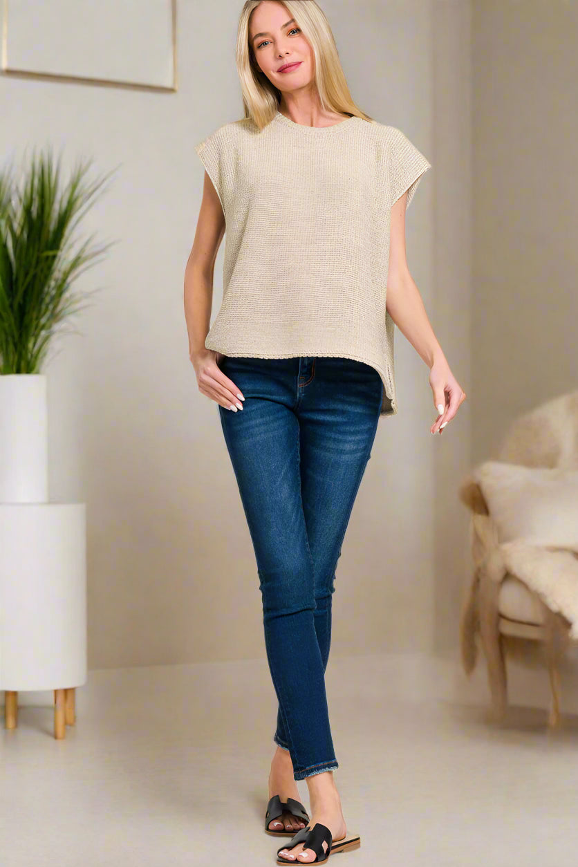 Oversized Crew Neck Sweater Vest