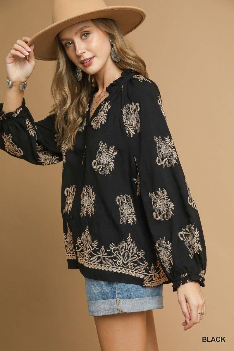 Embroidered Boho Blouse