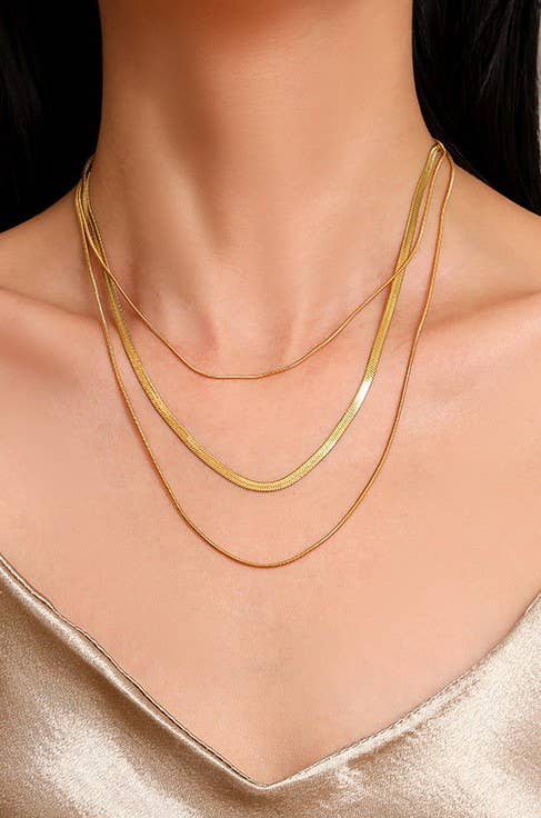 TELLA TITANIUM STEEL NON-TARNISH LAYERED CHAIN NECKLACE
