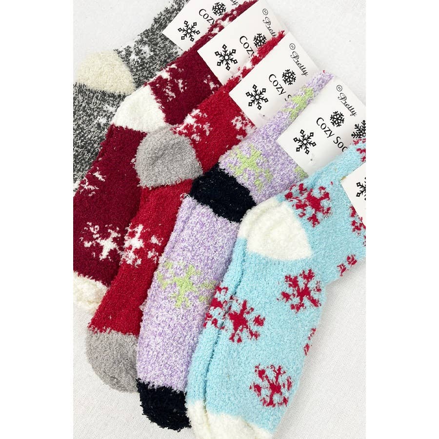 Soft Textured SnowFlake Cozy Socks - Whimsical Details -