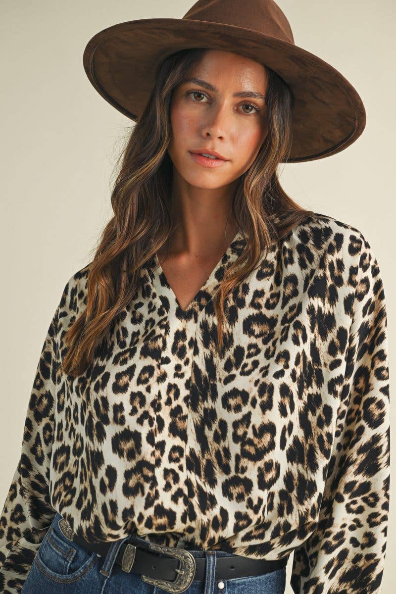 Leopard Print Loose Fit Blouse