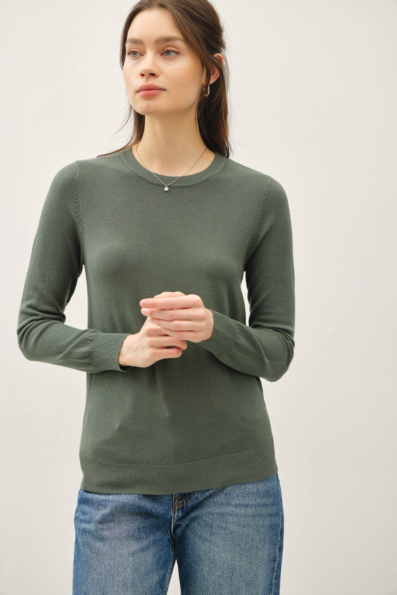 Basic Crew Neck Soft Knit Sweater